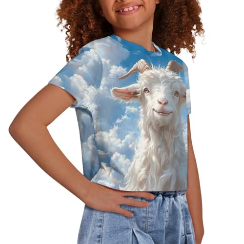 Image of Kids T Shirt Short Sleeve Crop Tops for Girls Summer Clothes Pullover Tees Shirt 5-14