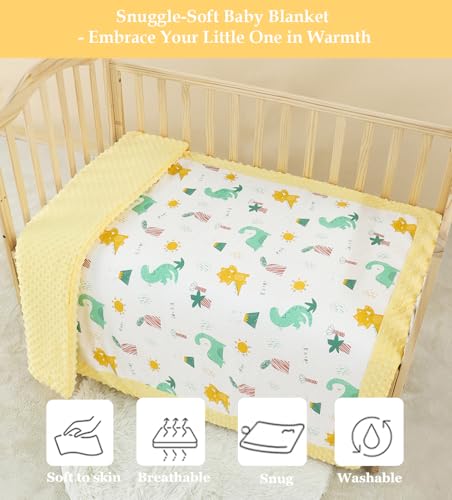 Image of Toddler Comforter 47x59 Inch, Lightweight Down Alternative Quilted Blanket for Crib & Toddler Bed, Soft Cotton Minky Dots Baby Quilt, Machine Washable Year-Round Bedding