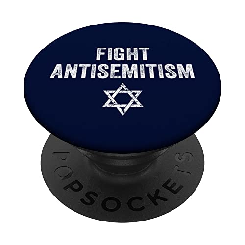 Fight Antisemitism Stop the Hate Jewish Pride PopSockets Swappable PopGrip, Black