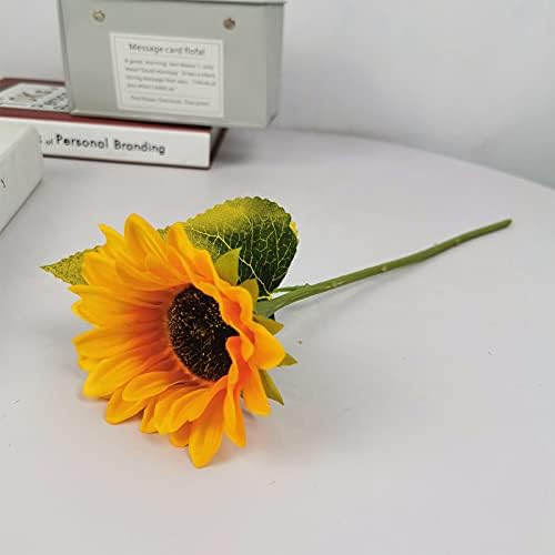6 Bunches Artificial Sunflower Bouquet, Fake Silk Sunflower Flowers, Realistic Plants for Wedding Party Anniversary Home Office Table Centerpiece Décor(short)
