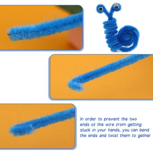 Image of 100 Pcs Pipe Cleaners Craft, Lake Blue Pipe Cleaners Bulk, Chenille Stem | Fuzzy Sticks Blue Pipe Cleaners for Crafts Festival Home Decorations