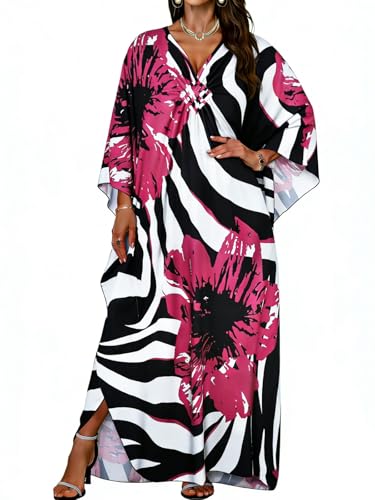 Image of Kaftan Dresses for Women V Neck Caftans Batwing Sleeve Beach Cover Ups