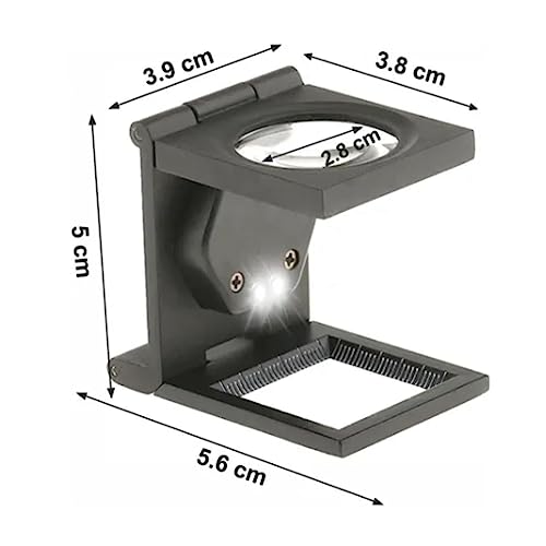Lupe, 10-Fach, hochfeste Klapplupe, Lupe mit Skalenbeleuchtung und Batterie
