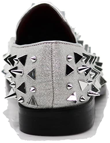 Image of SPK16 Men's Vintage Spike Dress Loafers Slip On Fashion Shoes Classic Tuxedo Dress Shoes