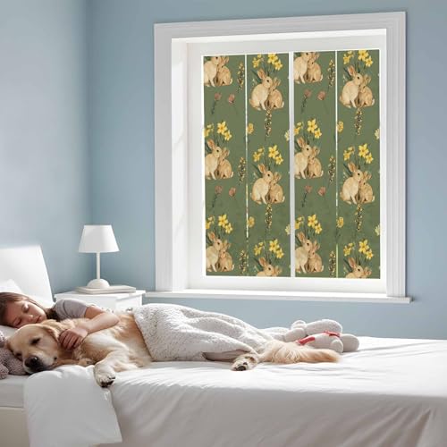 Vinilo Decorativo para Ventana con Conejo y Flores Verde 17x39 in miniatura 3
