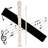 WSNDM Flautas Dulces Soprano, 8 Agujeros C Grabadora de Soprano, Digitación Barroca, con Varilla de Limpieza y Bolsa de Almacenamiento, Instrumento Musical, para Principiantes y Estudiantes (Blanco)