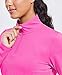 PINSPARK Long Sleeve Workout Shirts for Women Miosture Wicking Hiking Shirt Quarter Zip Running Top V Neck Golf Shirts, Hot Pink Large