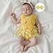Baby Girls Romper Dress Summer Floral Embroidery Mesh Jumpsuit and Headband Set Fashion Clothes Outfits (Yellow, 0-3 Months)