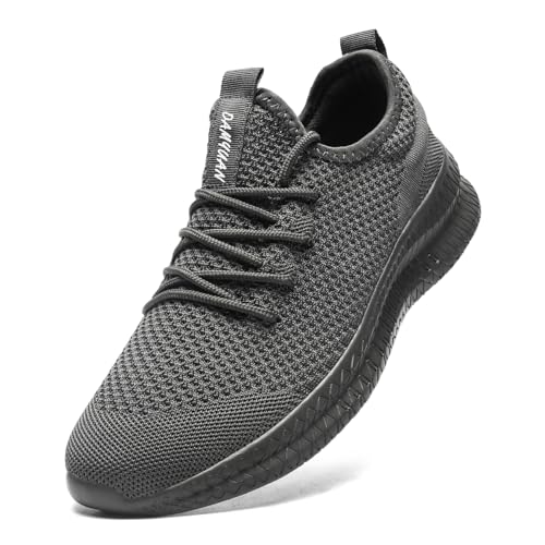 DLWKIPV Mens Slip On Shoes Tennis Walking Gym Athletic Running Fashion Sneakers Workout Footwear Casual Sport Outdoors Breathable Knitted Mesh Lightweight Dark Gray US 11