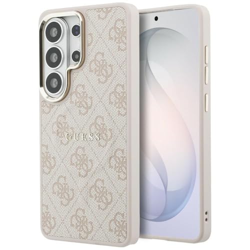 CG MOBILE Guess 4G Anneau gaufré compatible avec coque MagSafe pour Samsung Galaxy S26 Ultra (rose)