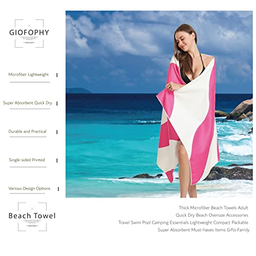 Giofophy Beach Towel Oversized Travel Towel With Pouch 72X36 Inch High Absorbent Microfiber Pool Towel Sports Towel Large Camping Towel Beach Blanket Beach Towels For Adults (Pink) #TOP1