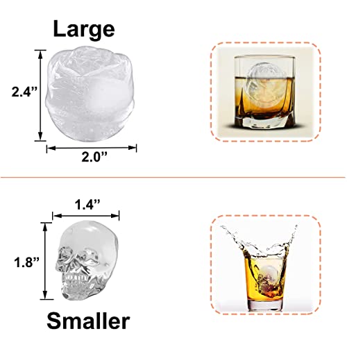 Rose Ice Cube Tray, 3D Large Rose Ice Cube Mold & Skull Ice Cube Maker For Freezer With Lid, Silicone Ice Molds For Whiskey, Bourbon, Cocktails, Coffee – 2Pcs #TOP2