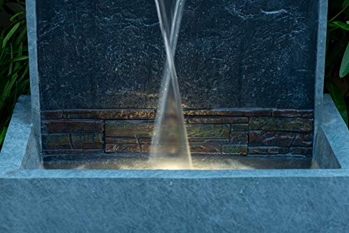 Bond Manufacturing Y95865 Fernwood 40" Tall Lighted Waterfall Garden Fountain, Blue-Grey - Thumbnail 5