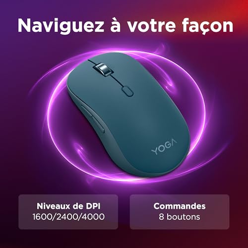 Souris Lenovo Yoga – Silencieuse, Bluetooth, Ergonomique, 4000 DPI - vue 7