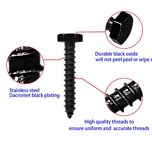 image for Qlvily 25PCS Stainless Steel Black Lag Bolts 1/4