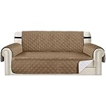 Teynewer Sofa Covers 100% Waterproof 3 Seater Sofa Slipcovers Reversible Washable Furniture Protector, Non-Slip Washable with Adjustable Elastic Straps Couch Settee Covers for Kids, Dogs, Pets, Taupe