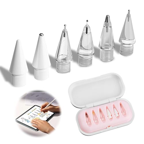 iwui 6PCS Puntas para Apple Pencil, Puntas de Repuesto Alta Sensibilidad Pom con 6 Texturas Diferentespara para Apple Pencil Pro/USB-C/2ª generación/1ª Generación, Punta de Lápiz para iPad
