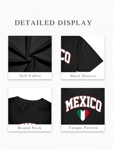 Mexican Shirts for Women Mexico Graphic Crop Tops Mexico Flag Print Tees Casual Vacation T-Shirt4