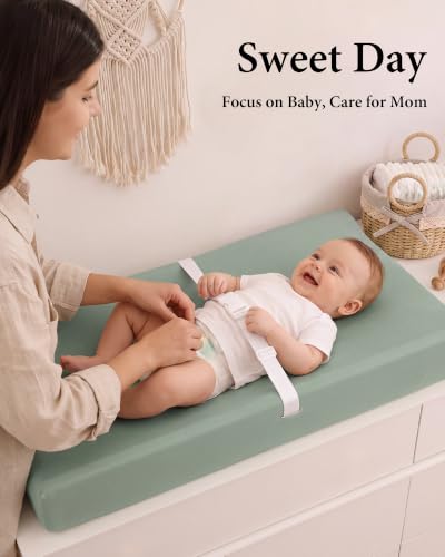 Image of Yoofoss 2-Pack Diaper Changing Pad Cover for Boys Girls 32x16 (Green+Leaf)