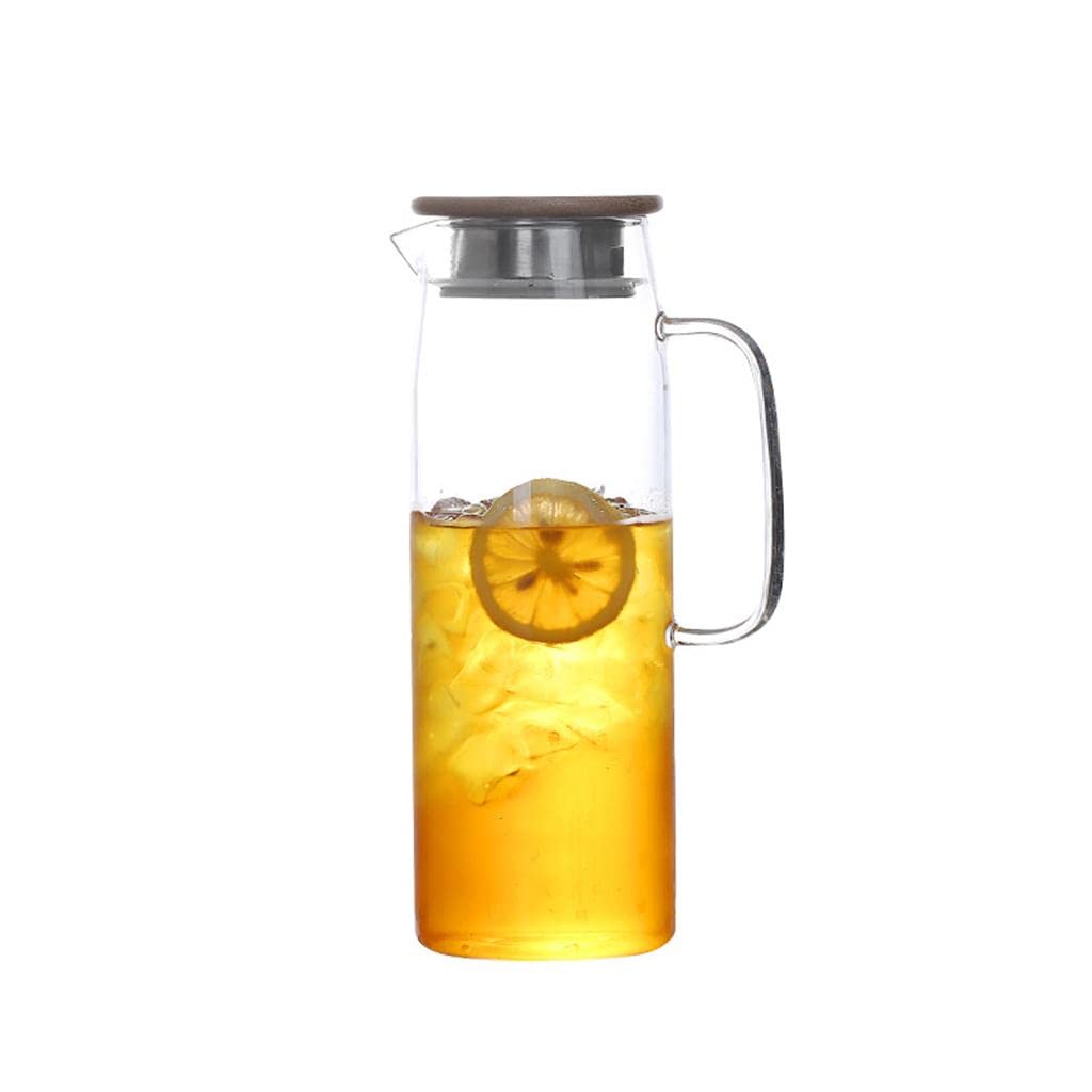 Sharplace Jarra de Agua para Servir Bebidas Frías Y Calientes con Tapa Filtro Material Vidrio Borosilicato Uso en Hogar Oficina Conferencias Fiestas Familiares, 24x8cm B