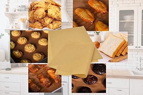 200pcs Baking Paper Sheets(40g Thick Paper, ), Unbleached Parchment Paper, Pre-Cut Brown Barchment Paper Non Stick Baking Parchment Paper for Rosating, BBQ, Baking Cookies, Grilling Rack, Oven