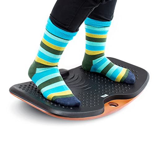 Image of Seville Classics airLIFT Premium Anti Fatigue Wooden Balance Wobble Board Mat w /Massage Points, for Office Standing Desk, Home, Exercise, Therapy, Sports Training, Black, 25 inchW x 13 inchD