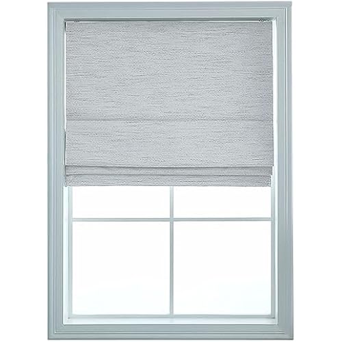 Everyday Celebration Roman Shades for Windows, Washable Cordless 100% Blackout Roman Window Shades Pull Down Window Treatment, Blackout Blinds & Shades with Woven Fabric, 30" W X 64" H, (Light Stone)