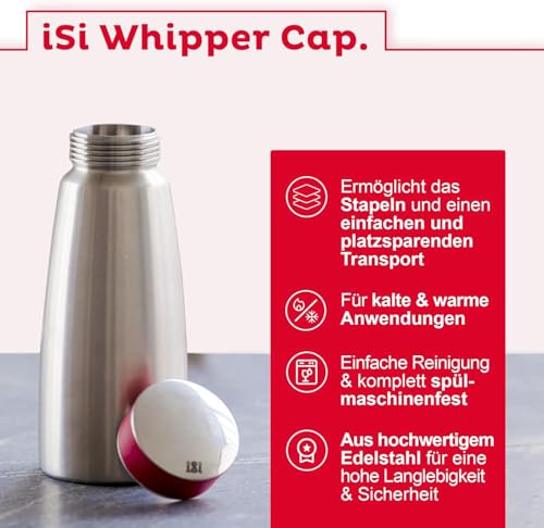 Foto von ISI Gourmet Whip Sahnespender 1L + Edelstahltüllen + Trichter + Sieb + Whipper Verschlusskappe im Bundle Sahnesprüher aus 100% Edelstahl für Sahne, Suppen, Espumas & Desserts