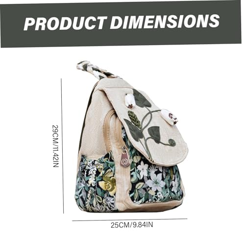 Mochila de lona NIDONE estilo boho de flores con bolsillos múltiples para mujer 3