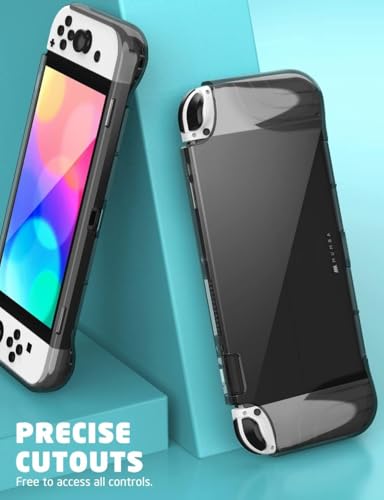 Image of mumba Case for Nintendo Switch OLED 2021, [Thunderbolt Series] Protective Clear Cover with TPU Grip Compatible with Nintendo New Switch OLED 7 Inch Console and Joy-Con Controller (FrostBlack)