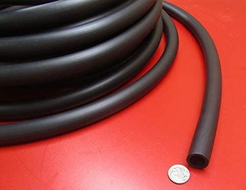 Acid Resistant Black Neoprene Round Tubing 80A .500" (1/2") OD x .312" (5/16") ID x 100 Ft. Length 1 Roll
