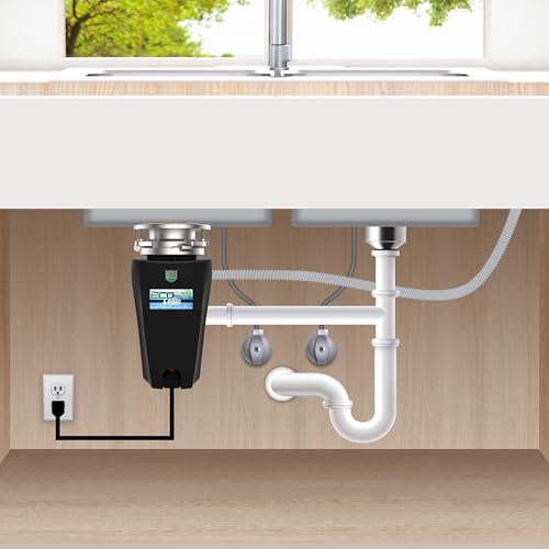 Eco-Logic-10-US-EL-5-3B-12-Horsepower-Garbage-Disposal-with-Removeable-Splash-Guard-Attached-Power-Cord-and-Standard-3-Bolt-Mounting-System-Continuous-Feed-Black