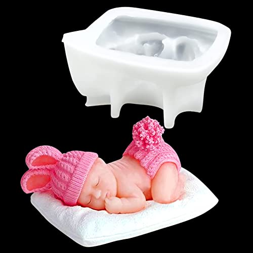 Excefore Baby Silicone Mold, Newborn Mold for Fondant Candy Chocolate Baby Shower Cake Decorations, Cake Topper, Cupcake Topper, DIY Epoxy Resin Casting Gift Soap Making
