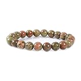 Natural Unakite Gemstone 8mm Round Beads Stretch Bracelet 7