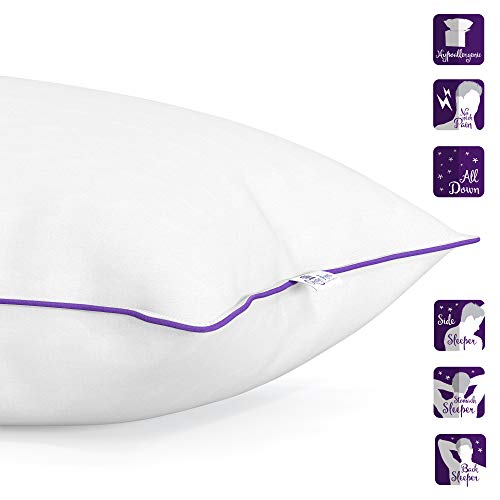Luxury 100% Down Pillow - European White Goose And Duck Down Blend - Cruelty Free Hotel Pillows - Made In Usa (Queen Medium) #TOP4