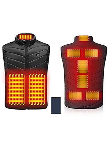 Beheizte Weste, Draussen Heizweste, Bequeme Materialien Heizkleidung mit schnelles Erhitzen, super Wärmeschutz, 5 Heizzonen, USB-Lademodus,