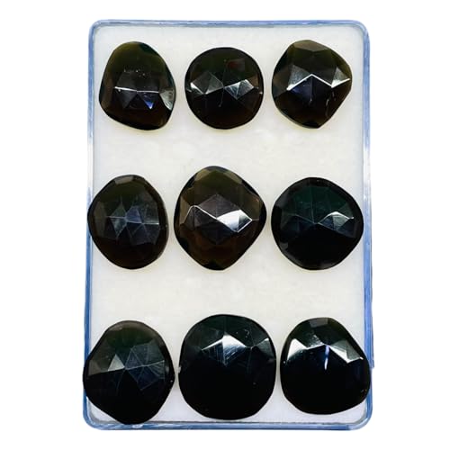 9 Pcs Natural Smoky Quartz 16-21mm Rose Checker Cut Flat Back Loose Gemstones2