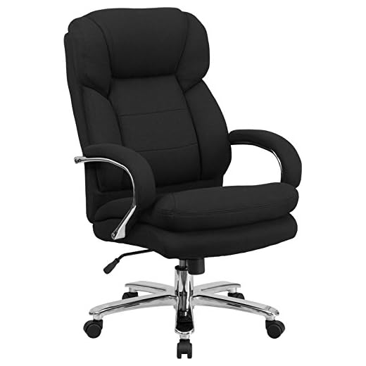 StarSun Depot Hercules Series 24/7 Intensive Use Big & Tall 500 lb. Rated Black Fabric Executive Swivel Chair with Loop Arms 28" W x 31" D x 45" - 49" H