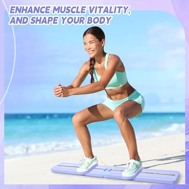 Purple Adjustable Ski Machine, Simulated Ski Trainer Exercise Machine, Hip Trainer, Exercise Equipment for Leg Pelvic Floor Muscle Workout, Foldable Design for Home Workouts