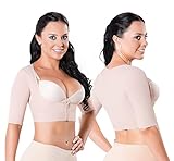 Fajas Mandy Colombian Girdle Shaping Top w Sleeves Back Body Arms Faja Control Brazos y Espalda Post Surgery Ref 5064 (Nude, XS)