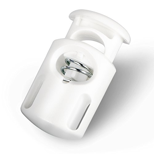 DYZD Plastic Cord Locks End Spring Stop Toggle Stoppers Multi-Colour (10PCS, White)