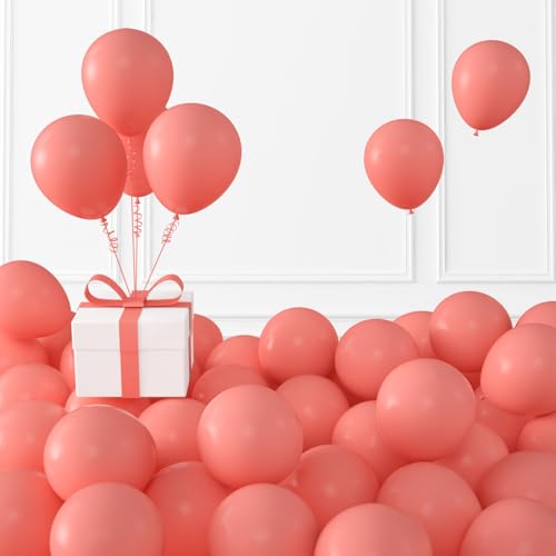 Image of KALOR Coral Red Balloons,100 Pcs 5 Inch Mini Matte Latex Balloons for Balloon Garland Arch, Birthday Decoration, Wedding Party, Baby Shower Decorations
