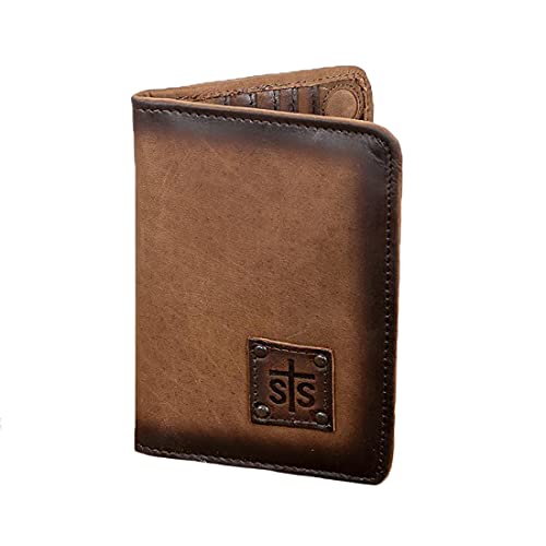 STS Ranchwear Womens Brown Full-Grain Leather Magnetic Wallet/Travel/Passport Case