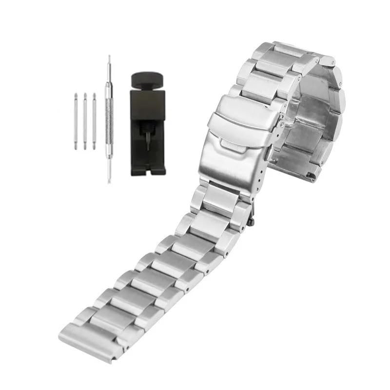 Bracelet de montre en acier inoxydable boucle pliante universel 18-24mm