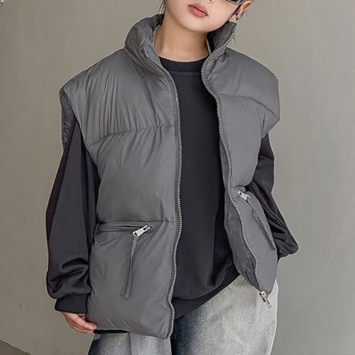 Boys Puffer Vest Sleeveless Stand Collar Zip up Cotton Padded Winter Warm Kids Outwear Jackets Coats3