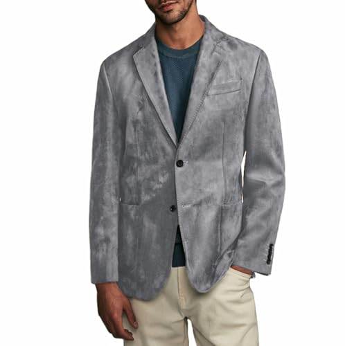 Men's Suit Jacket Vintage Suede Blazer Slim Fit Casual Sports Coat for Formal Business Wedding Party