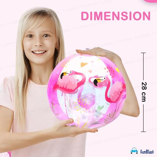 Image of FunBlast Inflatable Balls for Kids - Colorful Beach Balls for Pool, Summer Water Play Toys for Kids, Lightweight Inflatable Pool Balls for Outdoor & Indoor Fun, Swimming Pool Toys (Flamingo)
