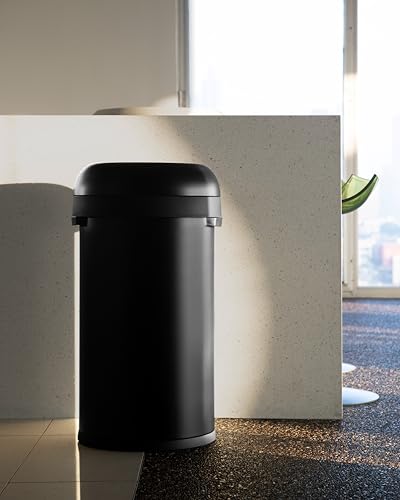 Image of simplehuman Bullet Open Can, 60L / 16 Gallon Commercial Trash Can for Restaurants, Cafes, High-Traffic Spaces, Heavy Gauge Steel, Wide Open Top, ADA-Compliant, Matte Black Steel
