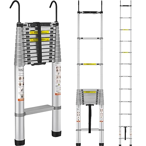 VEVOR Telescoping Ladder, 15 FT Aluminum Collapsible Extension Ladder, 400 LBS Capacity with Non-Slip Feet, Portable Multi-Purpose Compact Ladder for Home, RV, Loft, ANSI Liste by VEVOR - Used condition - US$132.48