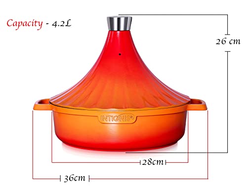 INTIGNIS Tagine-Topf Marokkanisch - Backofenfestes Tajine-Induktionsgefäß - Aluminium Antihaft-Tajin-Topf - 28cm - 4.43… - Image 3